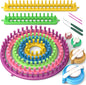 Knitting Loom Kit for Beginners with Pompom Maker – Round and Rectangular Looms for Hats, Scarves, Blankets, Shawls, and DIY Yarn Crafts (10 Pieces) - PuriLite
