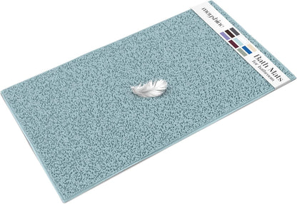 Soft Plush Chenille Bathroom Rug, Absorbent Microfiber Bath Mat, Machine Washable, Non-Slip Grip, Quick-Dry, Thick Shag Carpet Great for Bath, Shower Floor, Bedroom, or Door Mat (Beige, 17x24)