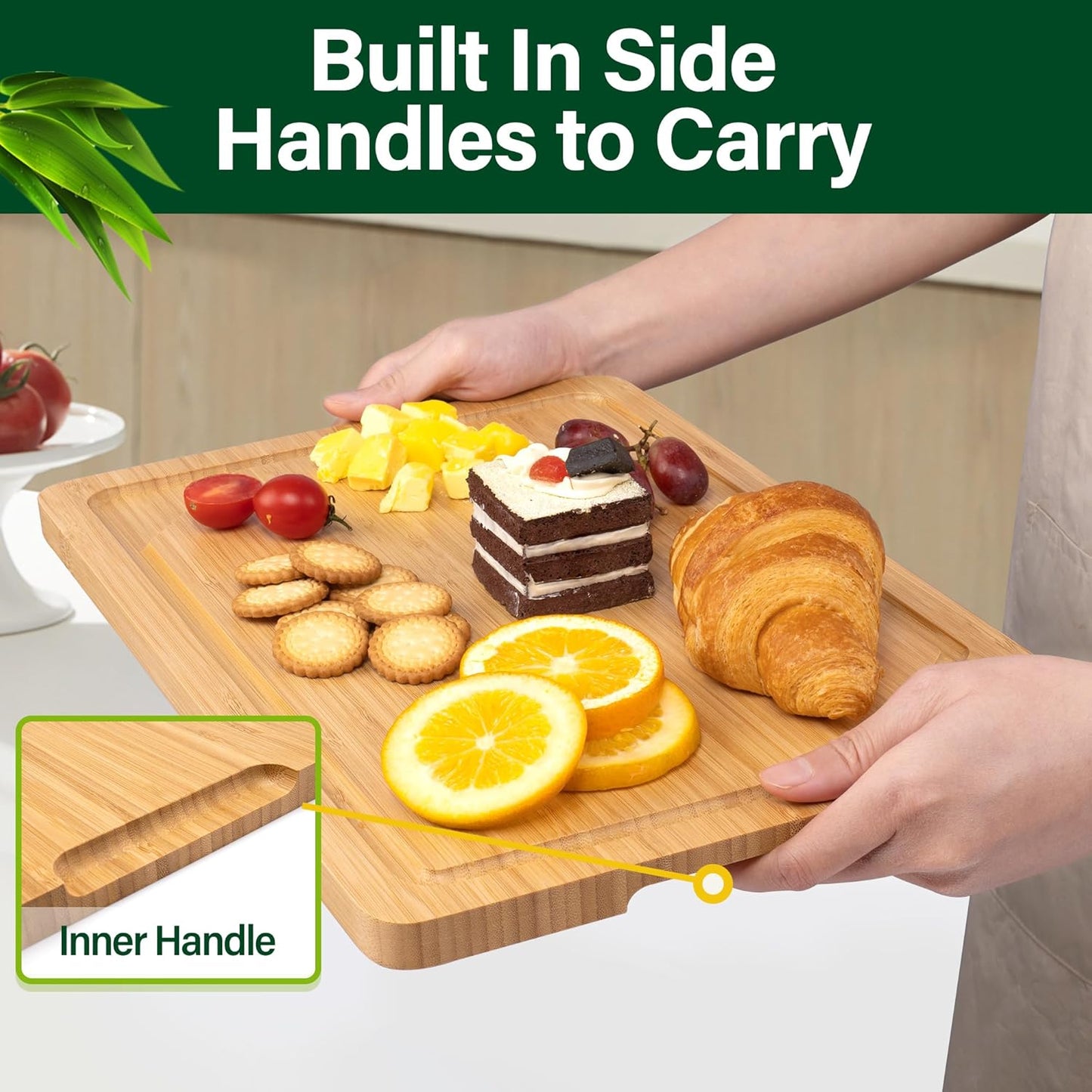 Bamboo Cutting Board Set of 3, Cutting Boards for Kitchen with Juice Groove, Bamboo Chopping Board Set, Serving Board Set for Meat, Fruit Vegetable and Cheese