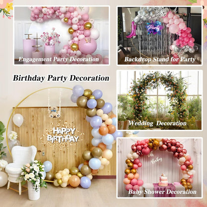 JEBUTU Balloon Arch Stand Metal Round Backdrop Stand Circle Balloon Arch Frame Wedding Arches 6.5FT for Ceremony Birthday Party Baby Shower Decoration