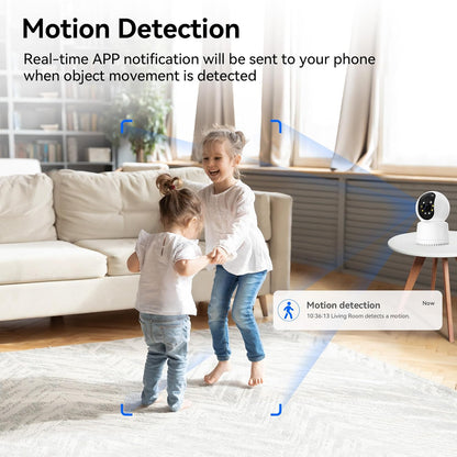 Indoor Security Camera 1080P Wi-Fi, Home Security Camera 360°Pan-Tilt Motion Detection, Surveillance Interieur for Baby, Clear Night Vision, 2-Way Audio, TF Card & Cloud Storage