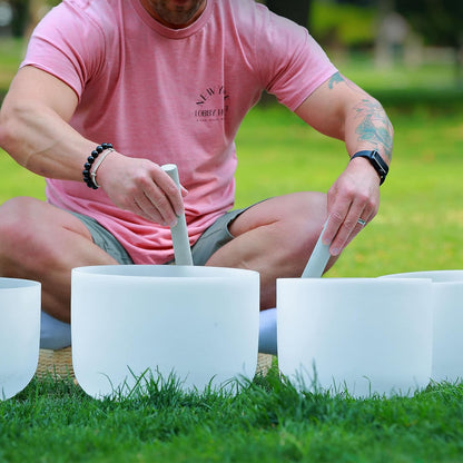 TOPFUND F Note Crystal Singing Bowl Heart Chakra 8 inch with Heavy Duty Carrying Case and Suede Striker