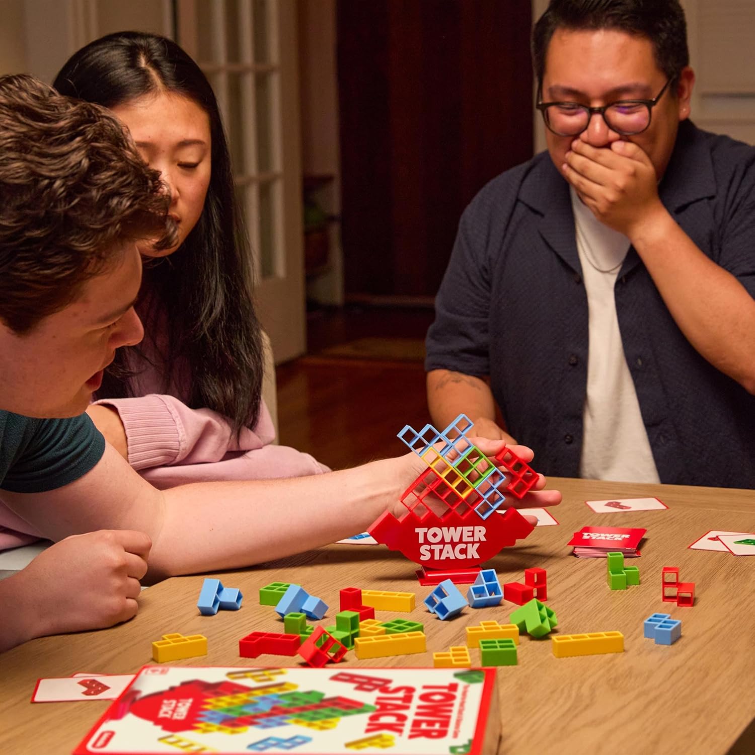 Interactive Tower Stacking Game for Kids and Adults Family Game Night with Blocks and Challenge Cards Ages 8+ - PuriLite