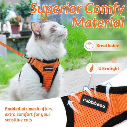 rabbitgoo Cat Harness and Leash for Walking, Escape Proof Soft Adjustable Vest Harnesses for Small Medium Cats, Easy Control Breathable Reflective Strips Jacket, XS, Black