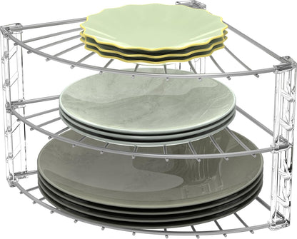 SimpleHouseware 3-Tier Corner Shelf Plate Rack for Counter and Cabinet Organizer, Bronze