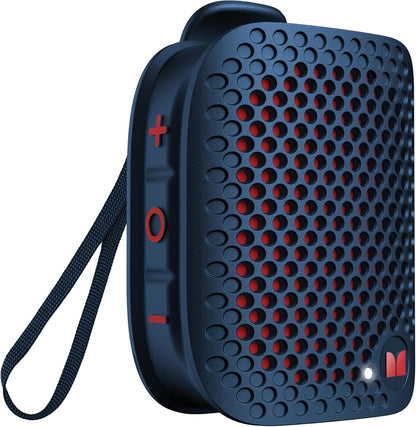 Monster Blaster Micro Clip on Bluetooth Speaker, Wireless Wearable Speaker for Hands-Free Calls and Music, Mini Small Portable Speaker for Workout, Cycling, Running, TWS, IPX7, 12H Playtime, Blue