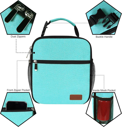 Lunch Box for Men Women Adults Small Lunch Bag for Office Work Picnic - Reusable Portable Lunchbox, Black
