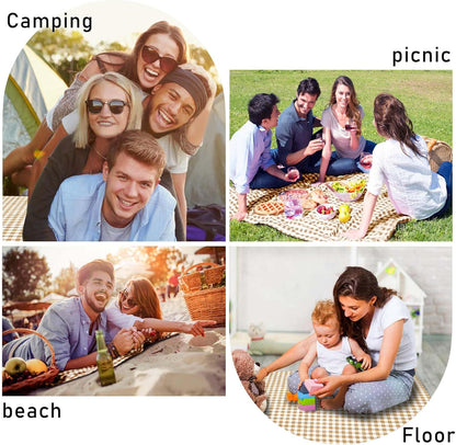 SAMSIER Large Outdoor Picnic Blankets Waterproof Foldable, Beach Blanket Sandproof Portable, Cute Picnic Mat Washable (Navy Blue, 60"×80")