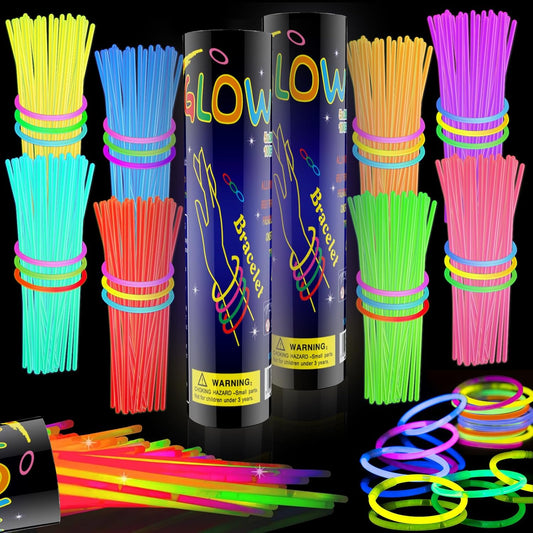 200 PCS Glow Sticks Bulk 8" Glowsticks, Glow Stick Bracelets Necklaces, Glow Party Supplies, Neon Glow Sticks, Glow in the Dark, Glowsticks Party Favors Light-up, Christmas, Easter