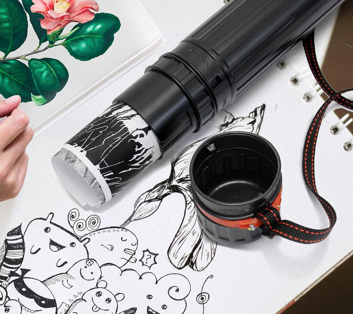 VViViD 17.5” - 29.5” inch Black Telescoping Storage Tube, with Carrying Strap, for Posters, Documents, Art, Blueprints, and More
