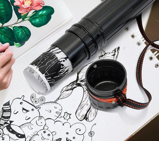 VViViD 17.5” - 29.5” inch Black Telescoping Storage Tube, with Carrying Strap, for Posters, Documents, Art, Blueprints, and More