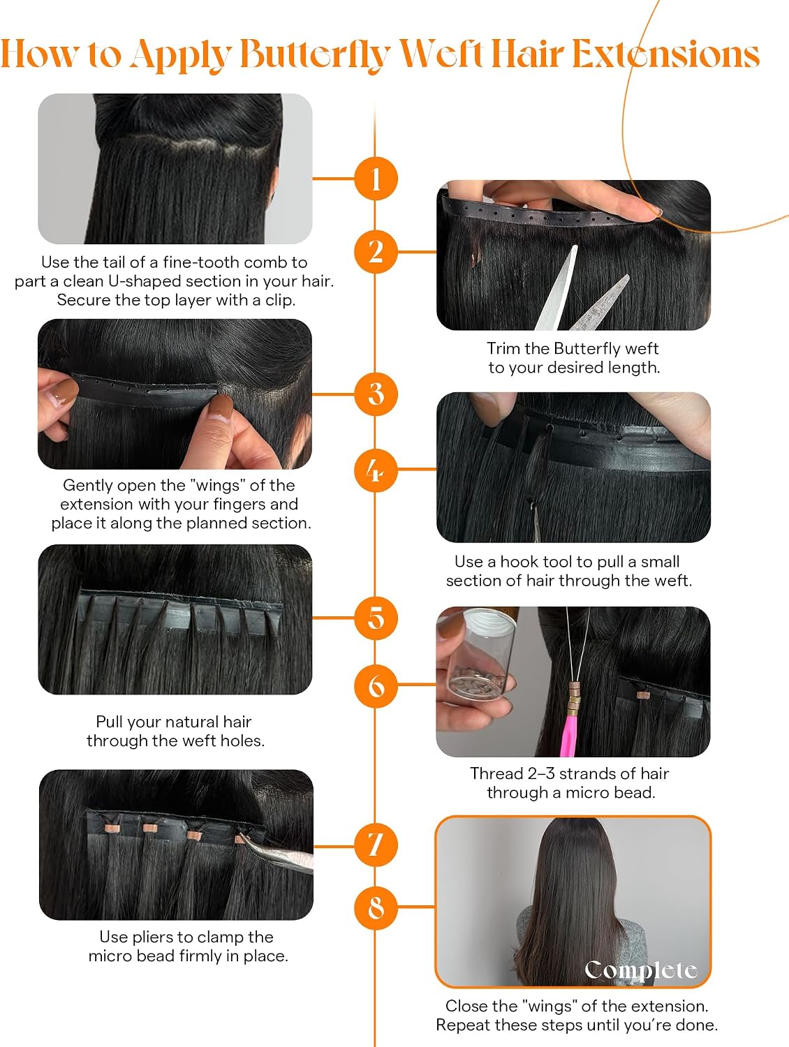 Sunny Hair PU Hole Weft Hair Extensions Black 24 Inch 100g for Daily Wear