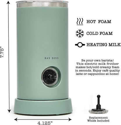 Rae Dunn - Electric Milk Frother - Elegant Automatic Milk Steamer and Frother, Milk Warmer, Hot and Cold Frothing Machine for Coffee, Latte, Cappuccino, Macchiato,