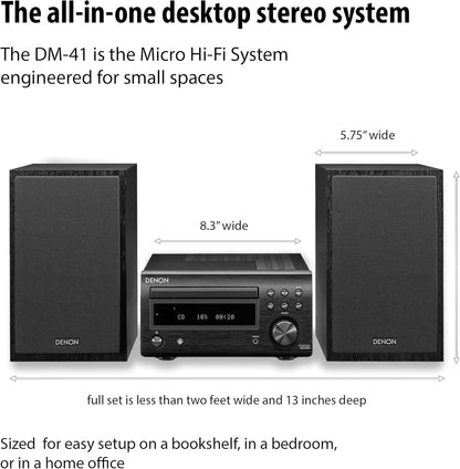 Denon System with Bluetooth FM/AM Tuner CD Player Black (DM41SBK)