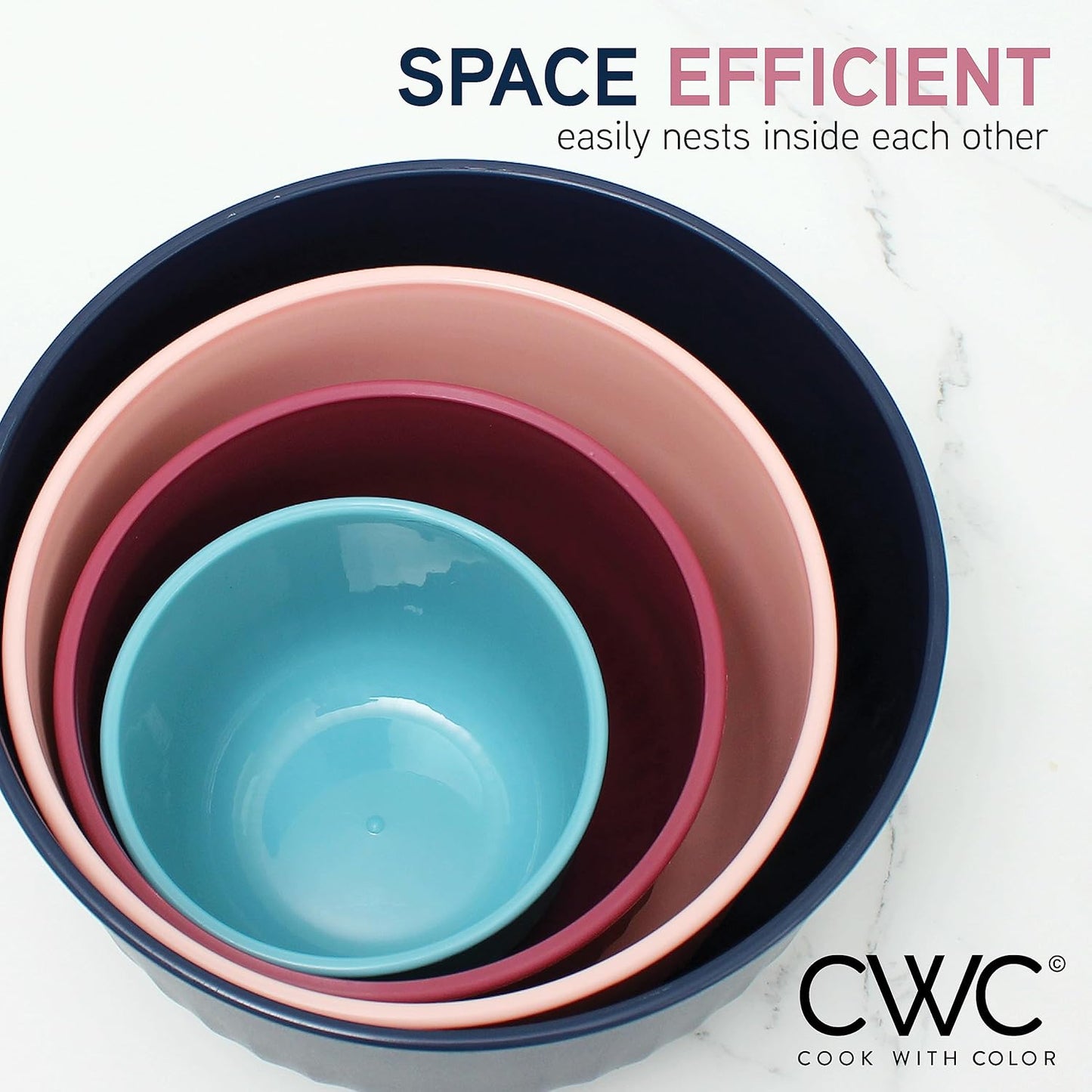 COOK WITH COLOR Prep Bowls with Lids- 8 Piece Nesting Plastic Small Mixing Bowl Set with Lids (Teal Ombre)