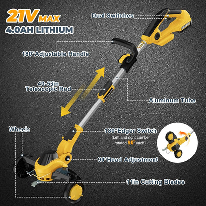 11 Inch Weed Wacker Cordless Compatible with DEWALT 20V MAX Battery