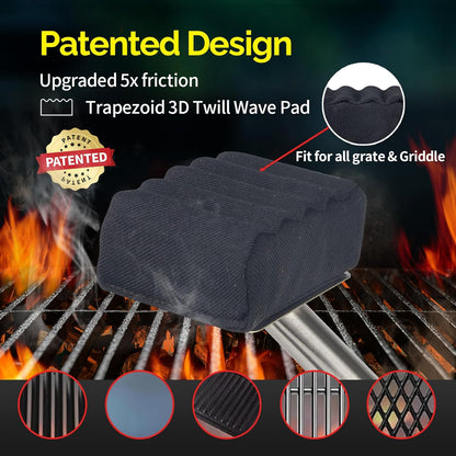 XUDAKAIXIN Grill Brush Bristle Free,Aramid Fiber Wavy Pad Seamless-Fit Cast Iron/Stainless-Steel Grates,BBQ Replaceable Scraper Cleaning Head,Safe Grill Cleaner for Outdoor Grill,Gifts for Men/Dad