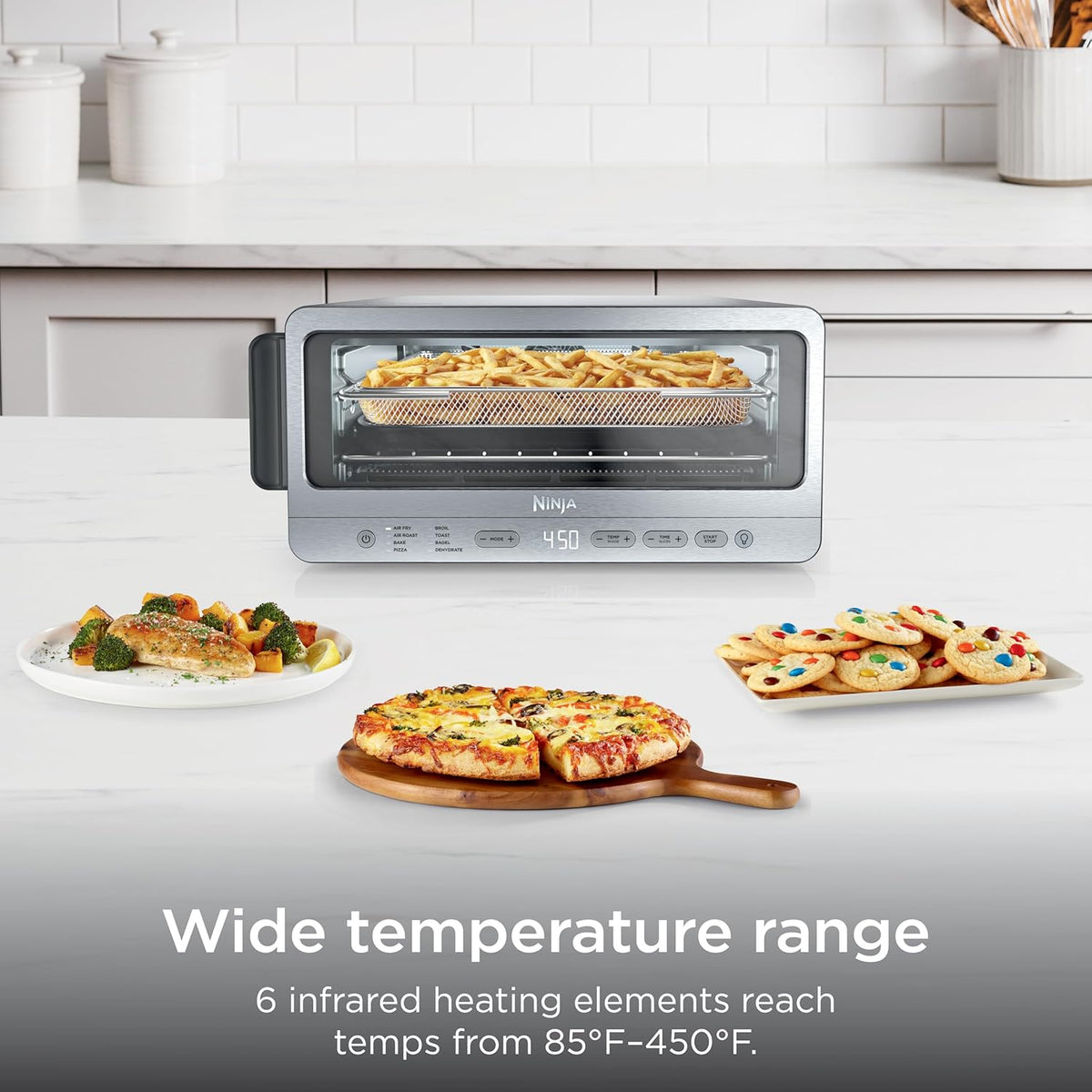 8-in-1 Flip Toaster Oven & Air Fryer | Stainless Steel Countertop Convection Oven