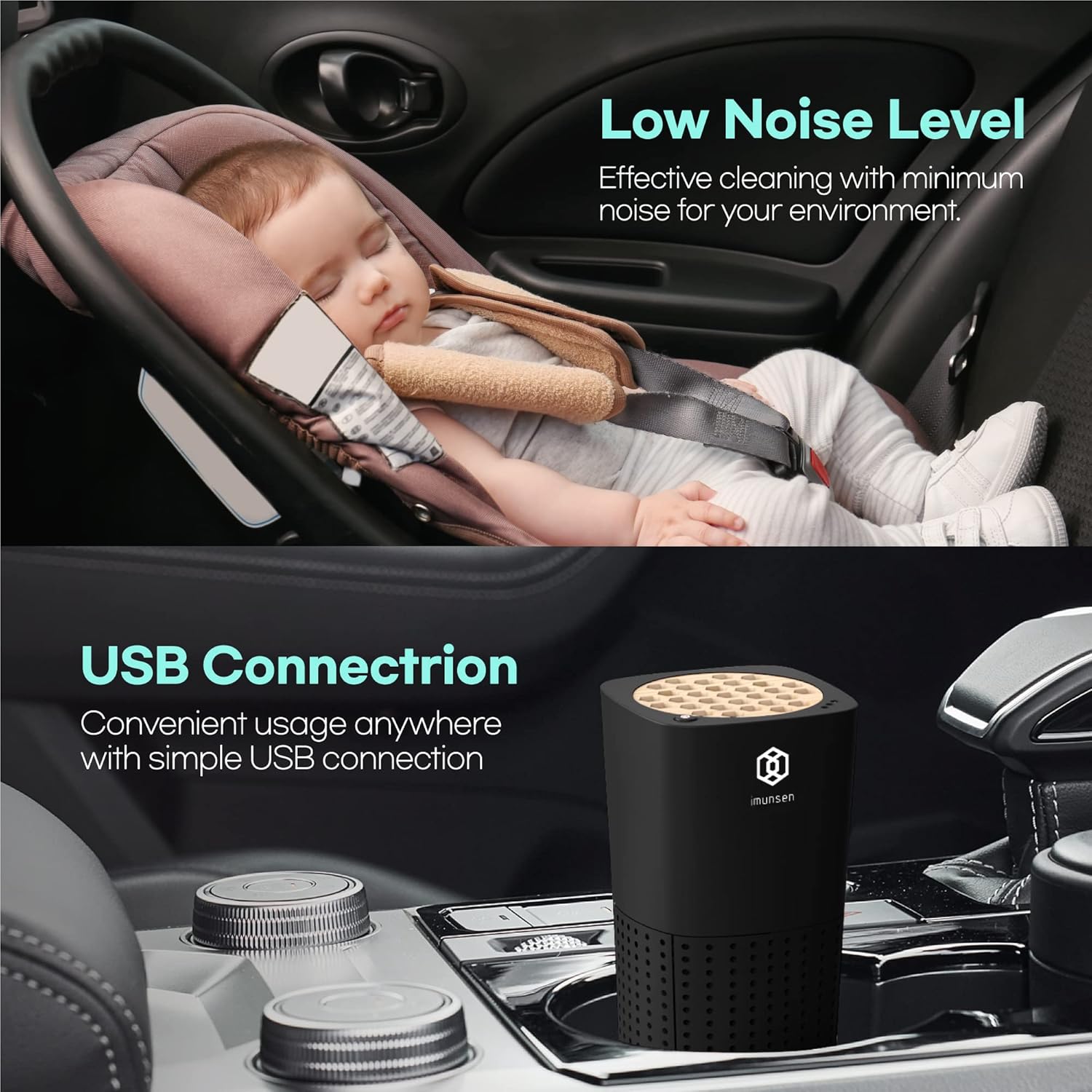 IMUNSEN M-003R True HEPA 13 Filter Air Purifier for Car, Desk, and Office with Carbon Deodorization Filter, 4-Stage Filtration, Smoke, Odors, Allergens, USB Port 5V, Made in Korea - Red - PuriLite