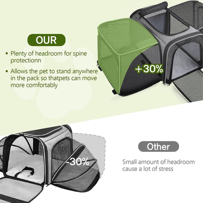 Pecute Cat Carrier Expandable 47x34x33cm, Dog Carrier Foldable, Pet Carrier with Breathable Mesh for Small to Medium Cats and Dogs, Used for Traveling, Camping, Going to The Vet Gray