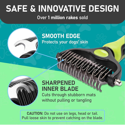 Maxpower Planet Pet Grooming Brush - Double Sided Shedding, Dematting - Undercoat Rake for Dogs - Dog Grooming Brush - Deshedding Brush for Dogs - Dog Brush, Cat Brush, Reduce Shedding by 95%, Black