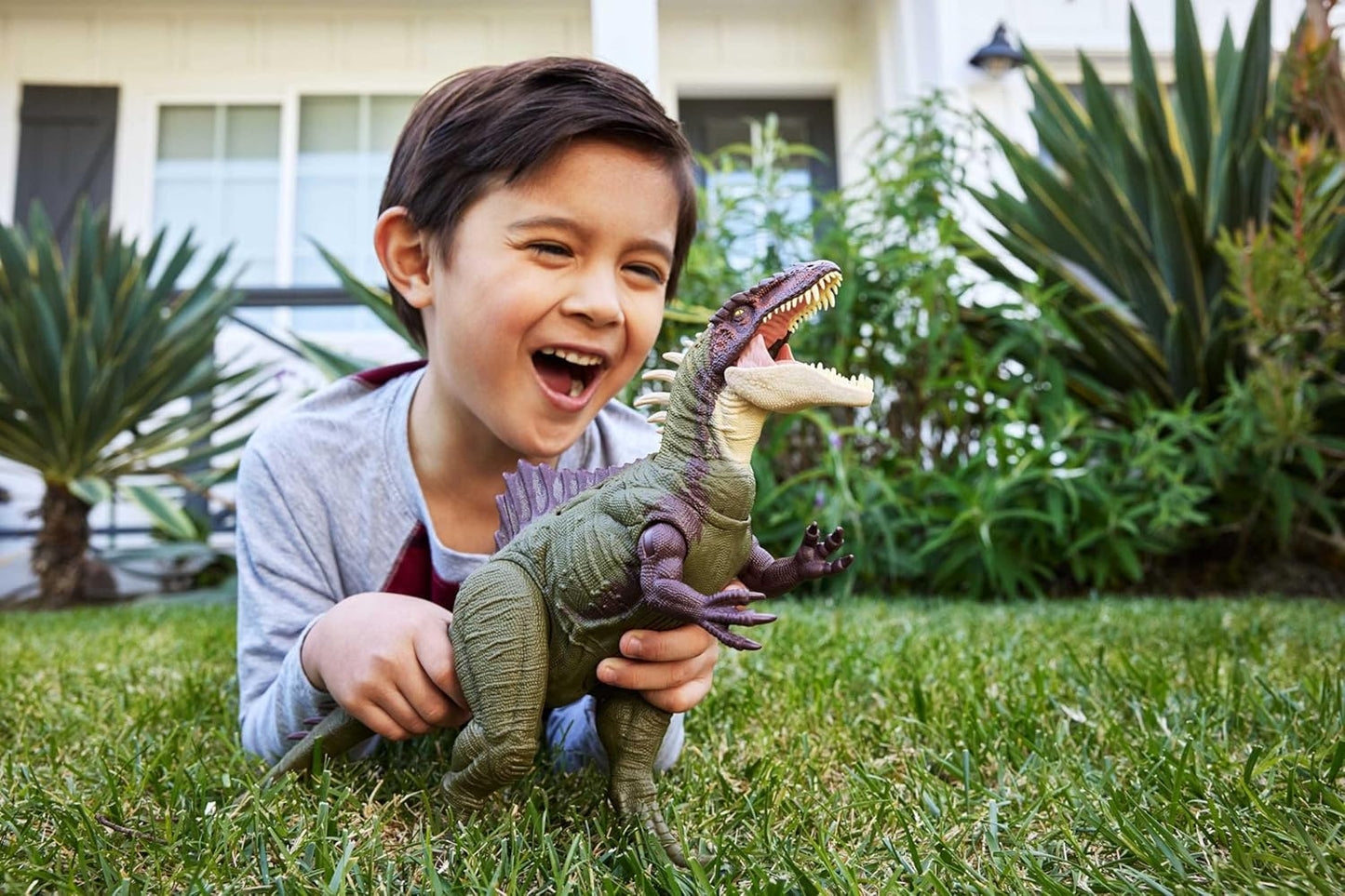 Large Interactive Dinosaur Action Figure with Sound Effects, Rampage Head Strike, Chomping Action, and Extending Spikes for Kids Ages 4+ - PuriLite