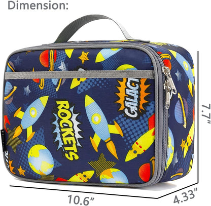 FlowFly Kids Lunch Box Insulated Soft Bag Mini Cooler Back to School Thermal Meal Tote Kit for Girls, Boys, Black