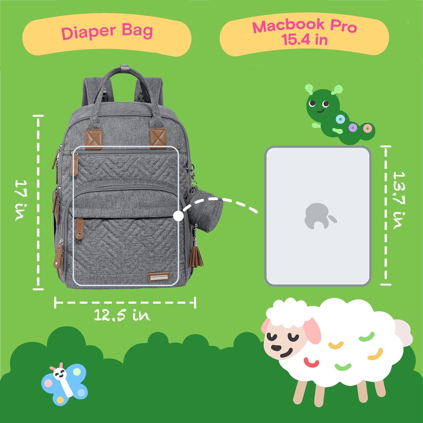 Diaper Bag Backpack, iniuniu Large Baby Bags with Diaper Pouch, Washable Changing Pad, Pacifier Case and Stroller Straps