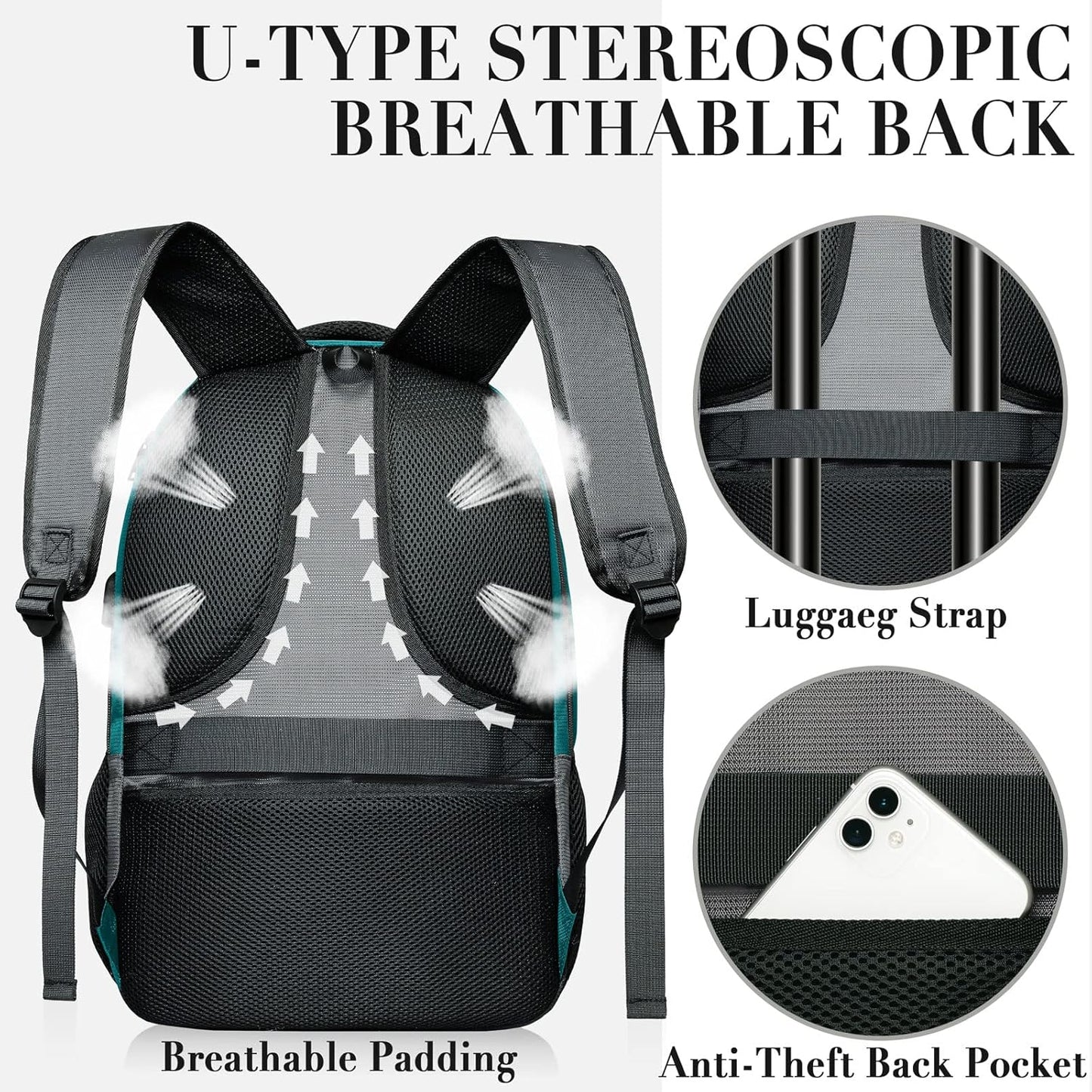 Backpack for Men and Women, School Backpacks for Teen Boys and Girls, Black Water Resistant Back Pack, Business Men Sturdy Computer Bag with USB Charging Port, Gifts