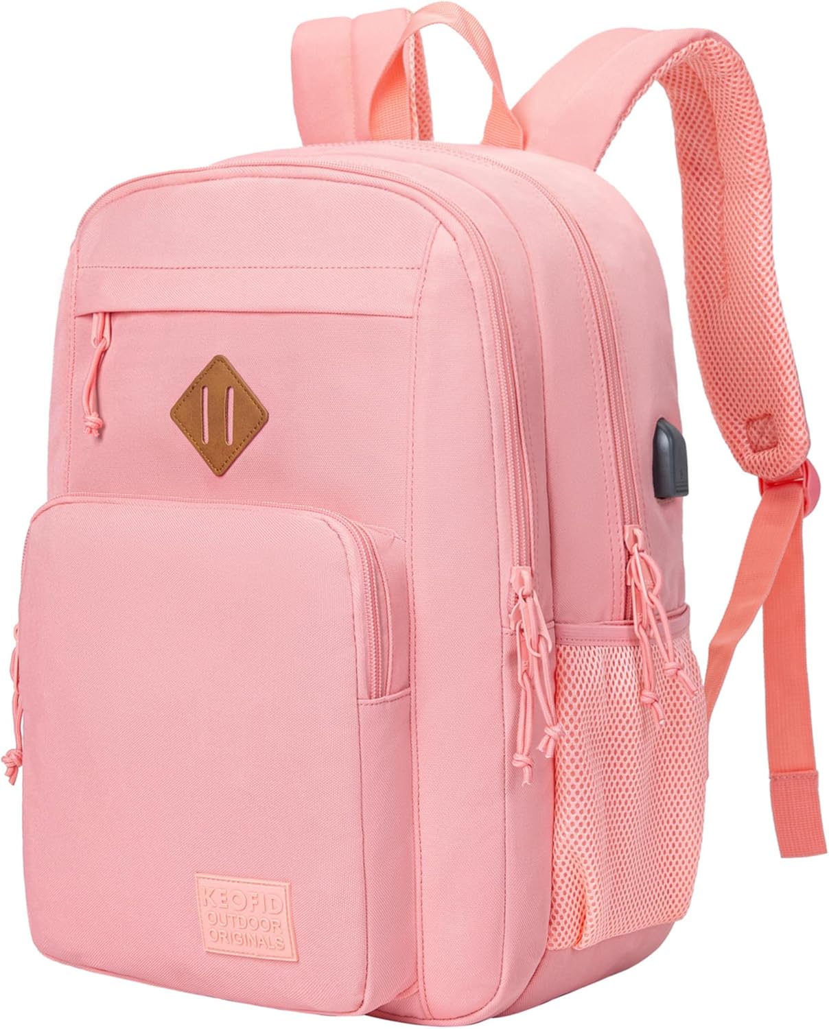 KEOFID classic carry-on travel backpack for men and women, Anti theft laptop backpack with USB charging port, large backpack for college(dark black）