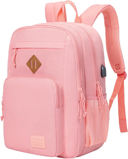 KEOFID classic carry-on travel backpack for men and women, Anti theft laptop backpack with USB charging port, large backpack for college(dark black）