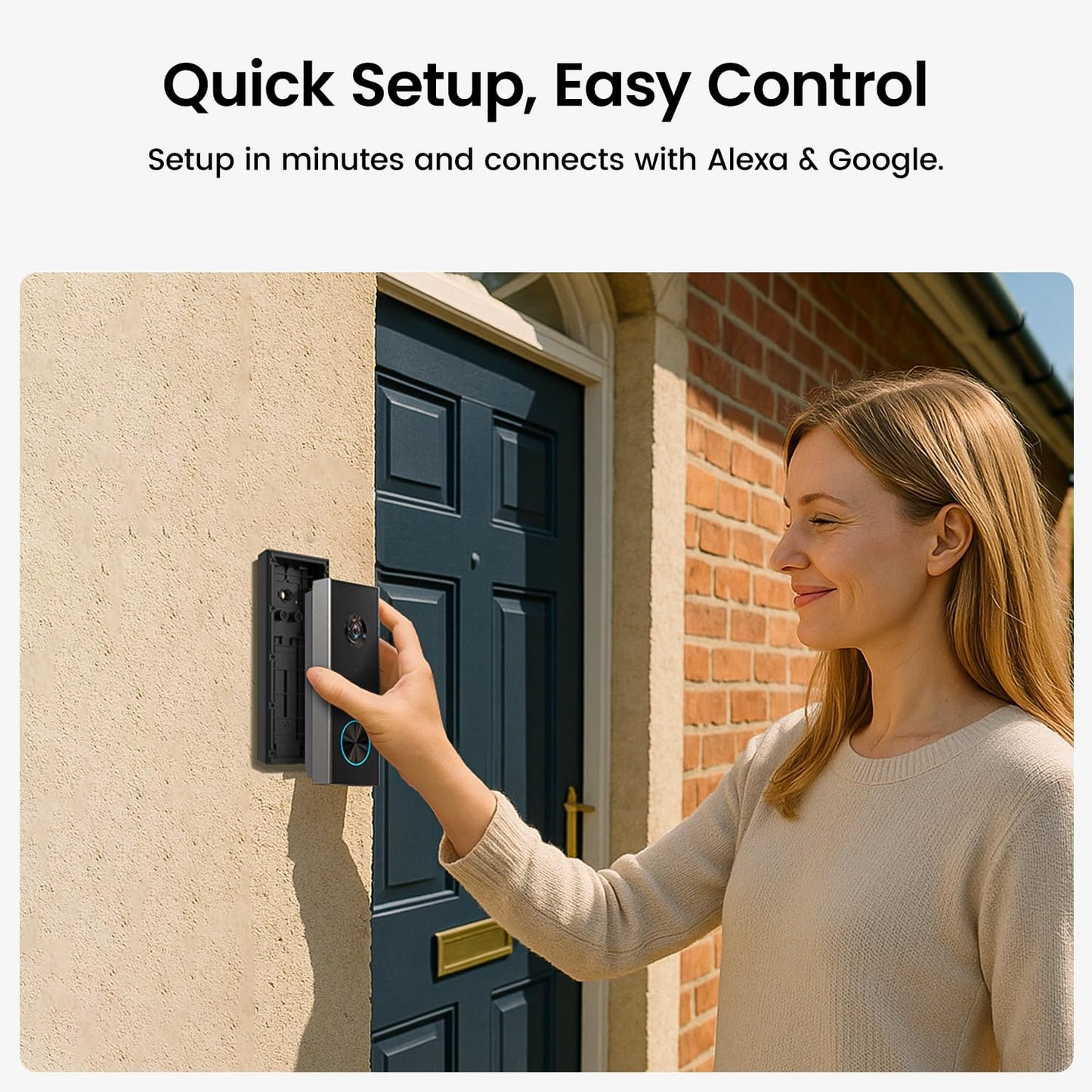 AOSU Doorbell Camera Wireless Outdoor, Battery-Powered Video Doorbell with Chime, 2K Resolution, Save Locally or to The Cloud, 2.4GHz WiFi, 180-Day Battery Life, Work with Alexa & Google Assistant
