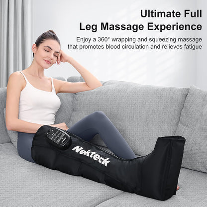 Nekteck Cordless Leg Compression Massager, Air Compression Massage Tools for Circulation and Pain Relief, Rechargeable Portable Full Leg Boots, Gifts for Mom Dad Men Women, Single Unit