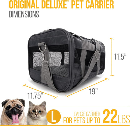 Sherpa Original Deluxe Travel Bag Pet Carrier, Airline Approved & Guaranteed-On-Board - Mesh Panels & Spring Frame, Locking Safety Zippers, Machine Washable Liner - Charcoal Gray, Medium