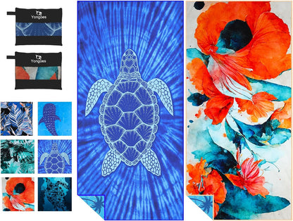 4 Pack Microfiber Lightweight Thin Beach Towel Sand Free Quick Dry Super Absorbent Compact Oversized Large Towels for Swimming Pool Yoga Gym Travel Vacation Beach Accessories Essentials for Adults