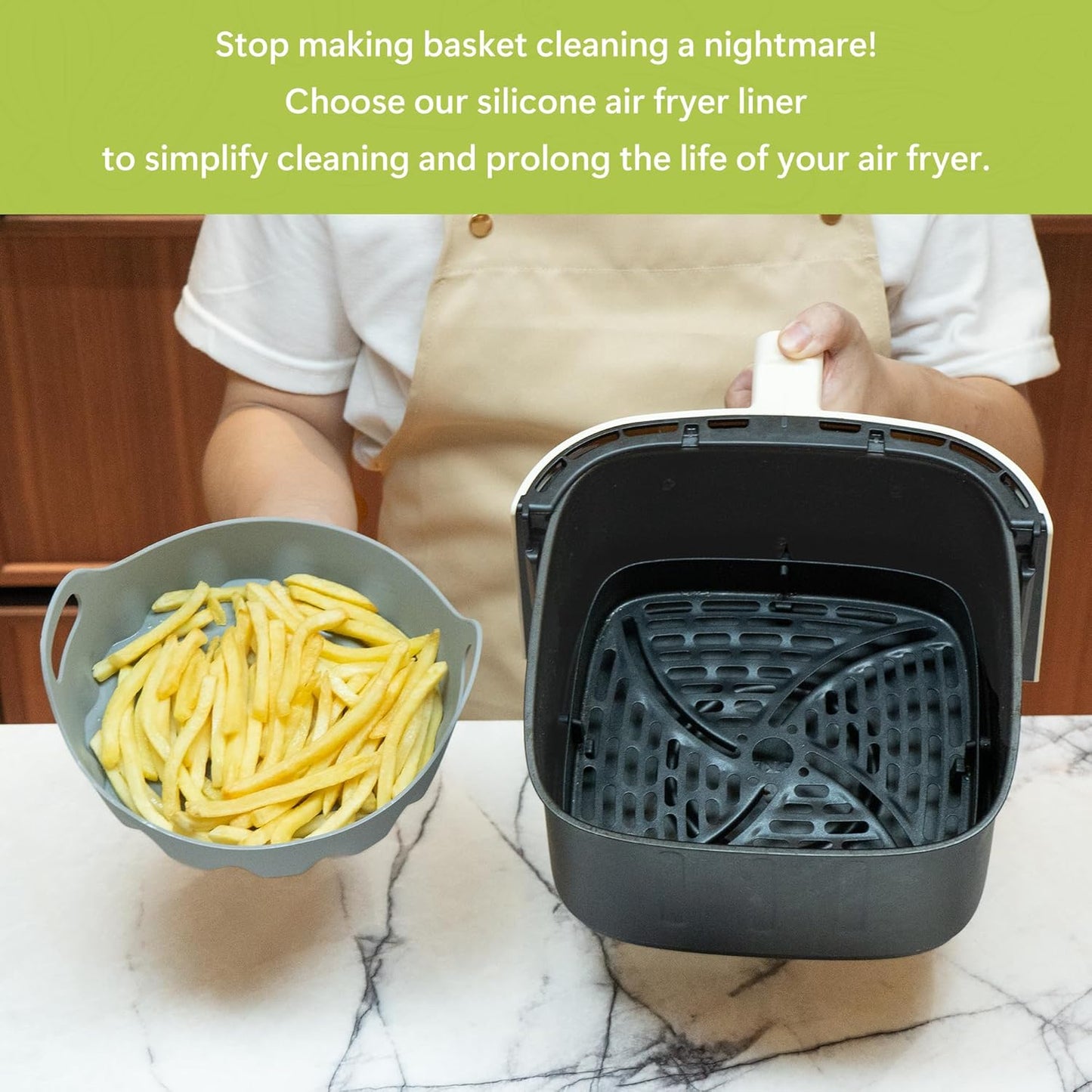 Li&Zhao Silicone Air Fryer Liners Reusable - 2 PCS Round Air Fryer Inserts Air Fryer Accessories 4 to 7 Qt Silicone Liners for Air Fryer Basket(Red & Gray)