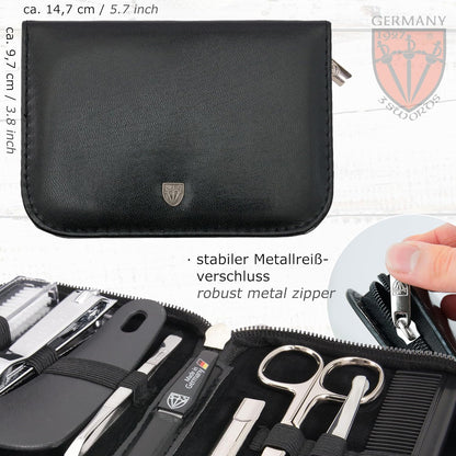 3 Swords Germany - brand quality 10 piece manicure pedicure grooming kit set for professional finger & toe nail care scissors clipper fashion leather case in gift box, Made by 3 Swords (003164)