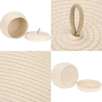 Sea Team Round Cotton Rope Storage Basket with Lid, Decorative Woven Storage Bin, Pot, Caddy, Organizer, Container for Snacks, Towels, Plants (Grey, Small)
