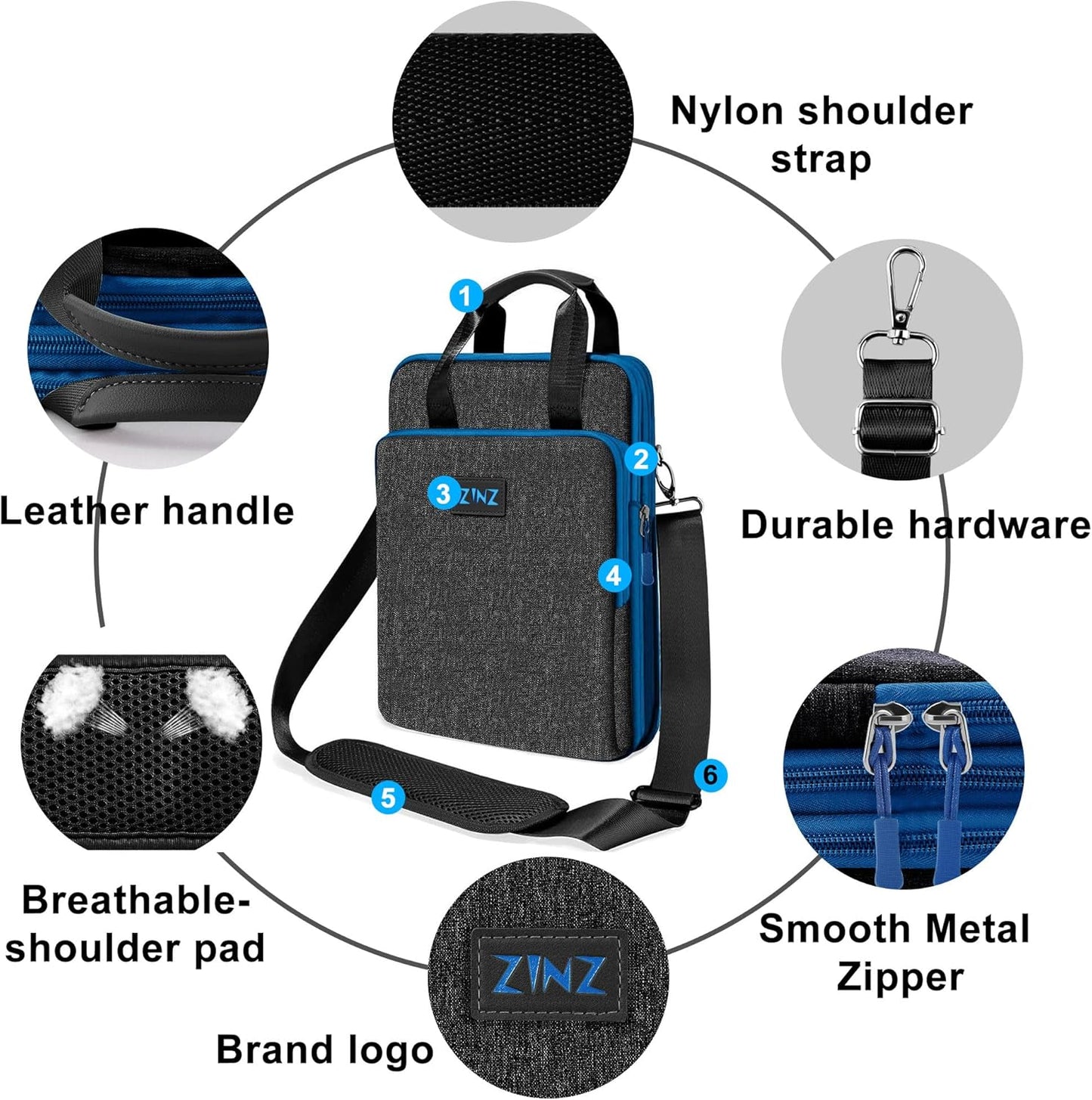 ZINZ Slim & Expandable Case 12.9 13 inch Travel Laptop Shoulder Bag for MacBook Air 13" M3/M2/M1, MacBook Pro 13" M2/M1, iPad Pro 12.9"/13"/11", iPad Air 13",L01G03 - PuriLite
