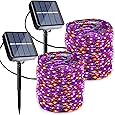 JMEXSUSS 2 Pack 75.5ft Orange Solar Christmas Lights, Total 400 LED Solar String Lights Outdoor Waterproof, 8 Modes Orange Halloween Lights for Tree Patio Garden Thanksgiving Halloween Decorations