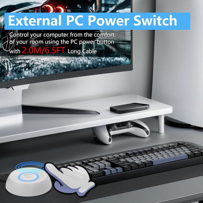 SinLoon PC Power On Button Desktop Computer Power Switch External Remote Start 6.5 FT Computer Motherboard PC Power Switch Extension Cable with LED Light (Black)
