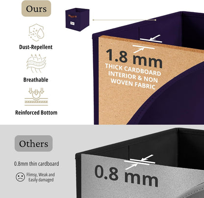 DECOMOMO Cube Storage Bin, Storage Cubes with Labels, Baskets for Shelves Kallax Linen Closet Organizers (Cube 10.5x11"/ 6pcs, Black)