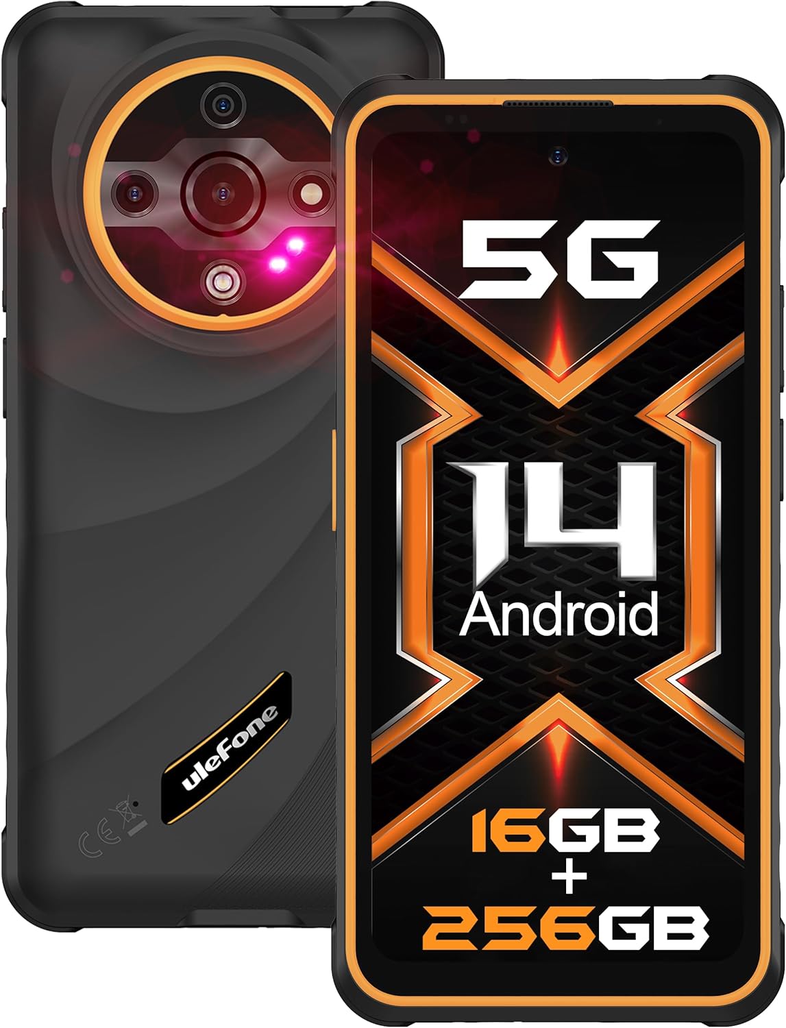 5G Rugged Phone, Ulefone Armor X31 Pro Unlocked Smartphone, MTK Dimensity 6300 5G, 16GB+256GB, Android 14, 6.56” 120Hz, 64MP Main Cam., 25MP Night Vision Cam., 6050mAh, Google Lens, NFC - Black