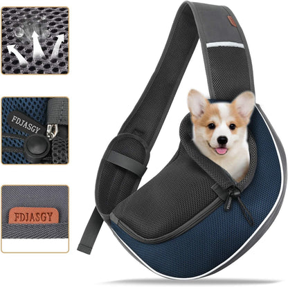 FDJASGY Pet Sling Carrier for Small Dogs Cats,Breathable Mesh Travelling Hand Free Puppy Backpack with Pouch and Adjustable Strap Carrier Grey