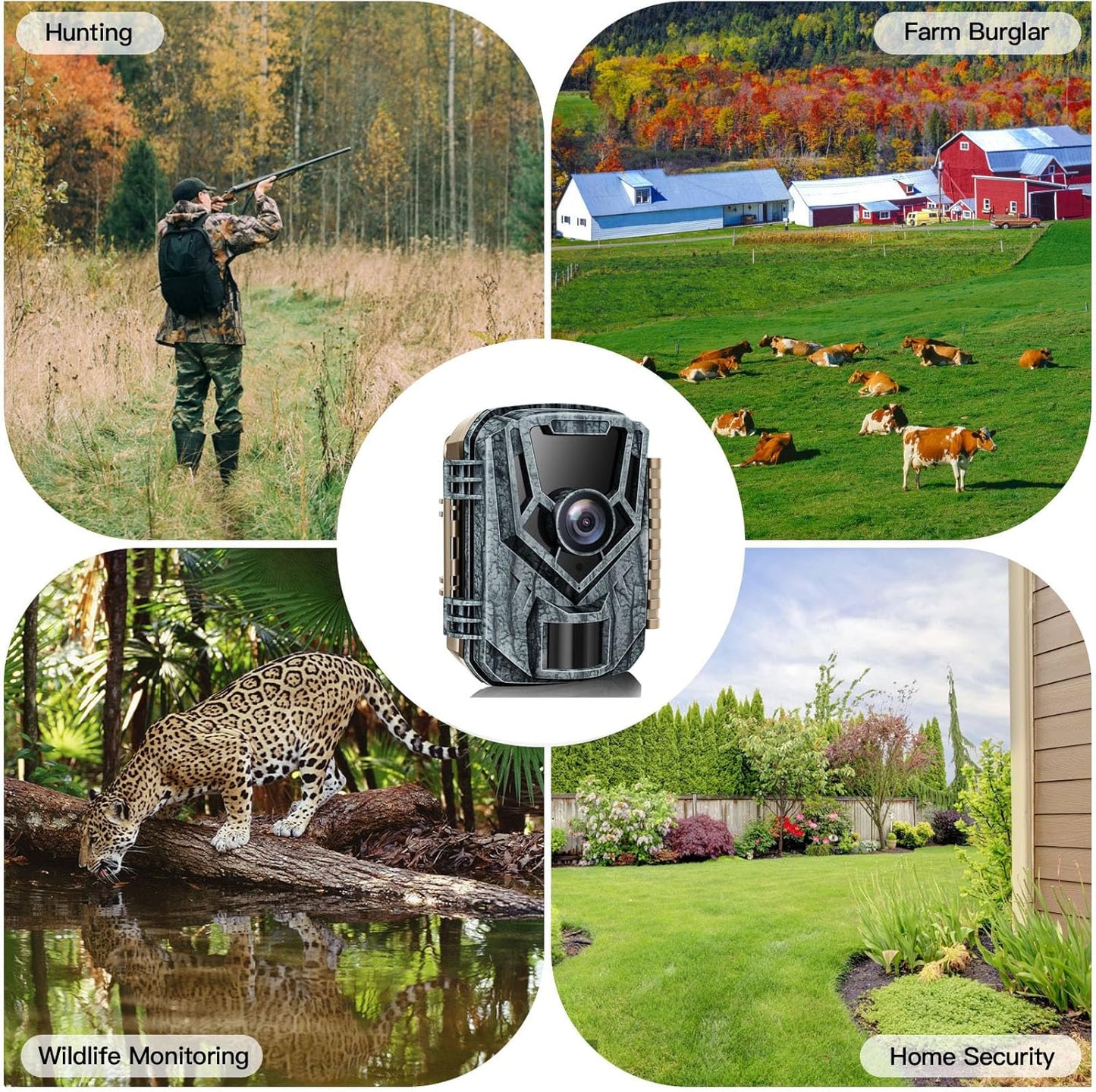 Trail Camera 2 Pack 36 MP 2.7K Game Camera 32GB Memory Card 8 Batteries with 0.2s Trigger Time 120°Wide-Angle Motion Night Vision 2.0" LCD Screen IP66 Waterproof, Wildlife Camera for Monitoring