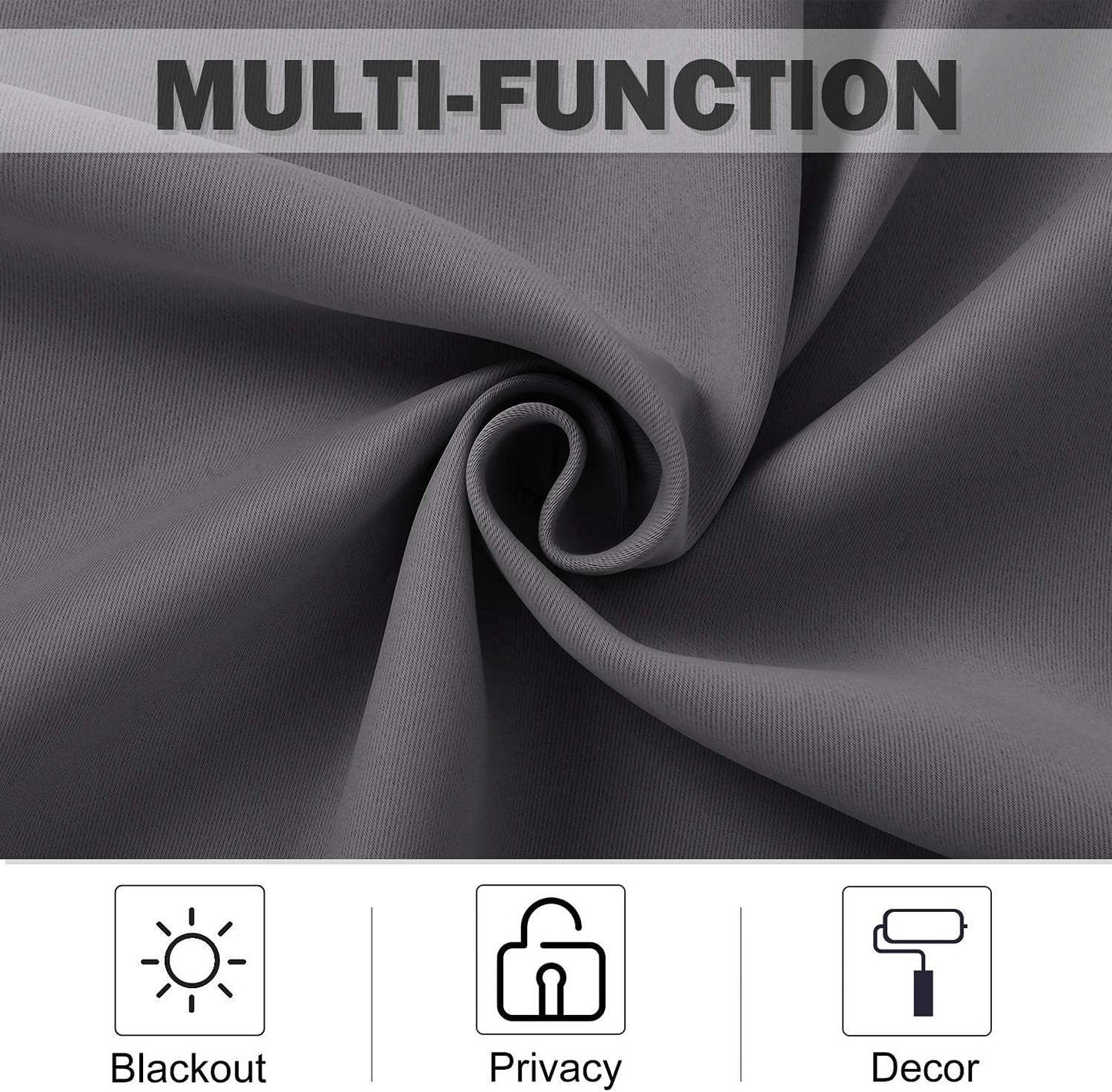 NICETOWN Blackout Curtains 2 Panels for Bedroom- Thermal Insulated Grommet Blackout Curtains 63 Inches Long for Living Room/Kitchen Rideaux occultants (2 Panels, W42 x L63 -Inch,Grey)