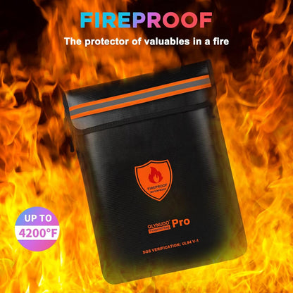 4200℉ Fireproof Document Bag – Waterproof, Thermal-Insulated Legal Size Envelope with Zipper & Reflective Strip for Home and Office - PuriLite