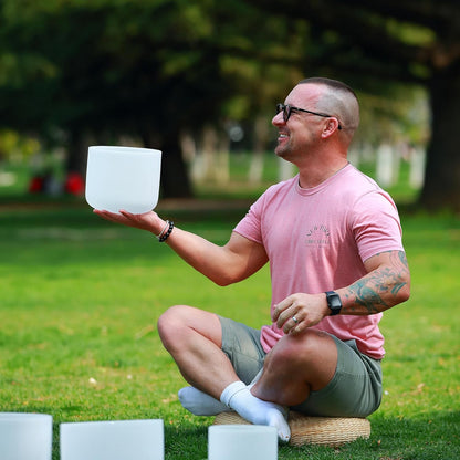 TOPFUND F Note Crystal Singing Bowl Heart Chakra 8 inch with Heavy Duty Carrying Case and Suede Striker