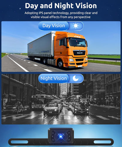 Podofo Wireless Backup Camera 4.3 inch Monitor Wireless Digital Signal AHD Waterproof Night Vision Trailer License Plate Rear View Camera System for Car SUV Truck Pickup,Easy to Install