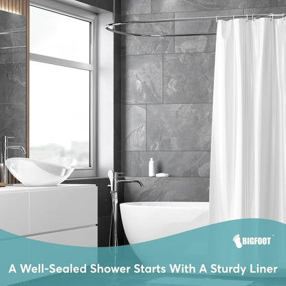 BigFoot Shower Curtain Liner - 72 x 72 Heavy Duty PEVA Shower Liner with Rustproof Metal Grommet and 3 Magnetic Weights - Non-Toxic, Odour Free and Compatible with Standard Showers, Clear